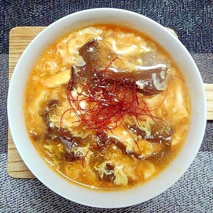 花椒辣醤で作るイカ&きくらげのかき卵スーシャンタン